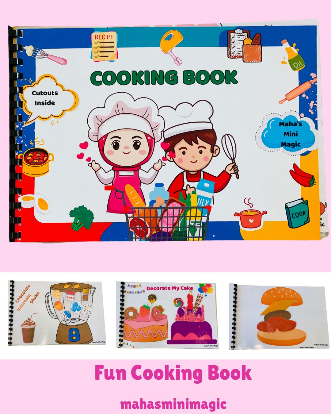 My Cooking Binder โ Reusable Activity Book for Kids | Velcro Cutouts, Marker & Learning Fun (Ages 3 Above)