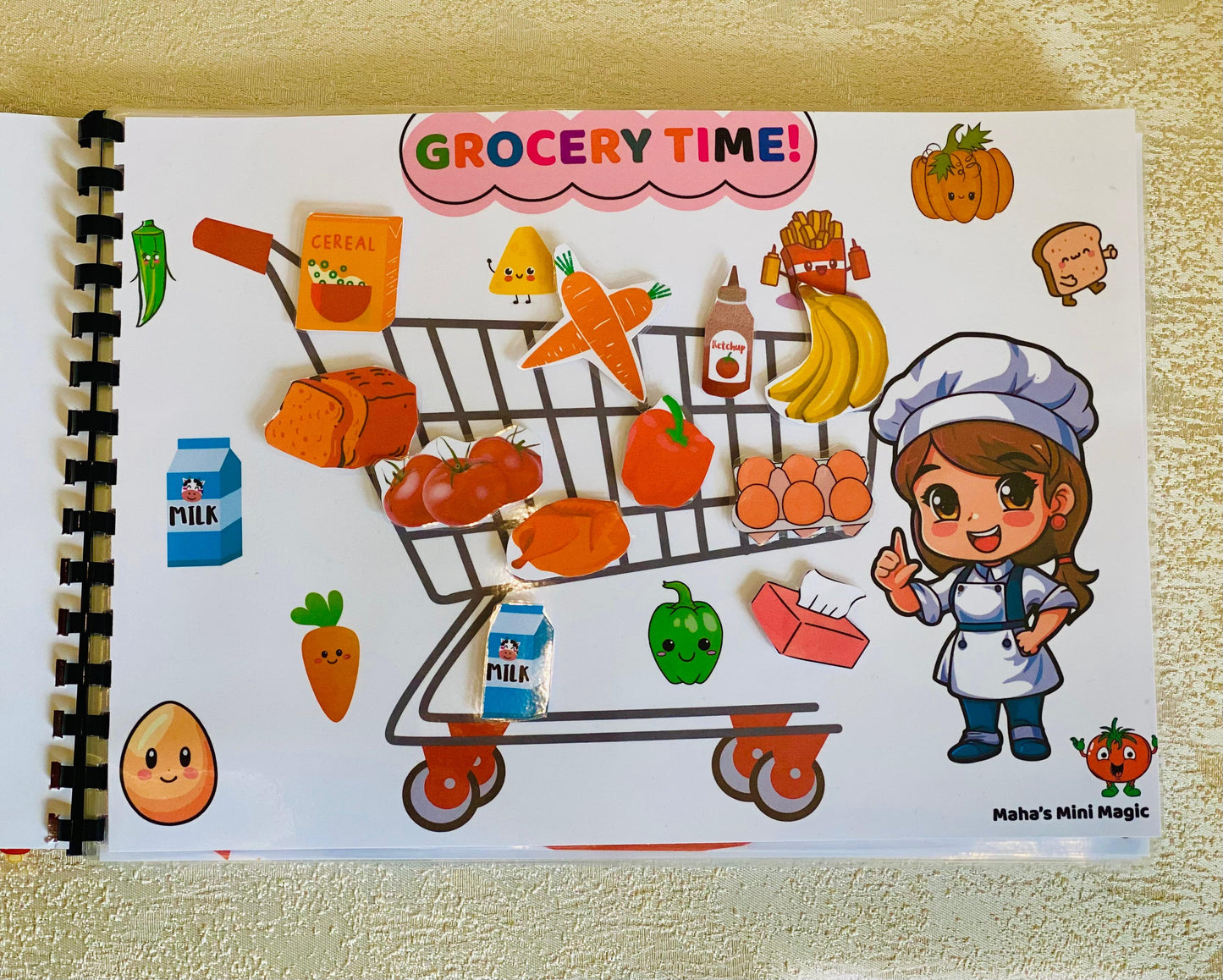 My Cooking Binder โ Reusable Activity Book for Kids | Velcro Cutouts, Marker & Learning Fun (Ages 3 Above)