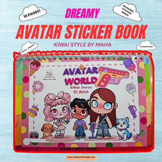 DREAMY AVATAR REUSEABLE STICKER BOOK WITH 3 CHARACTERS!